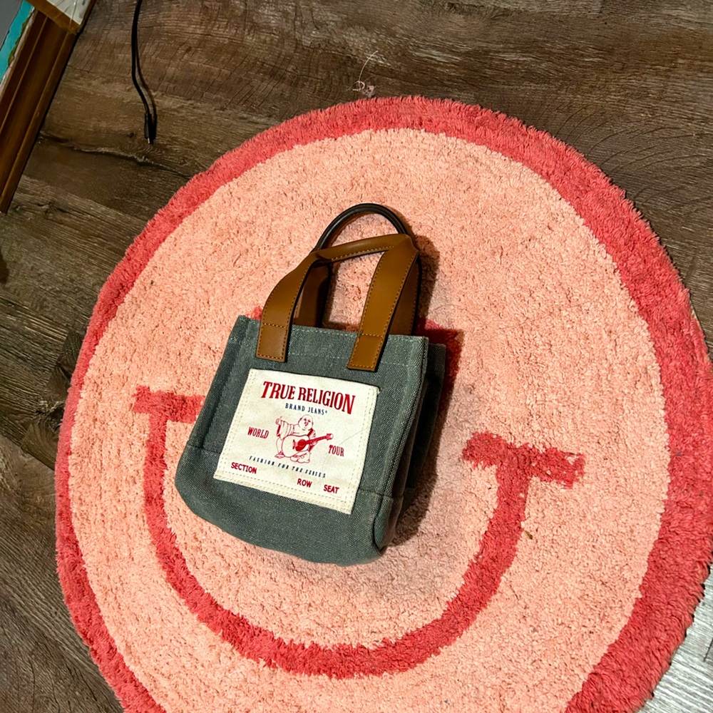 True religion mini denim tote bag